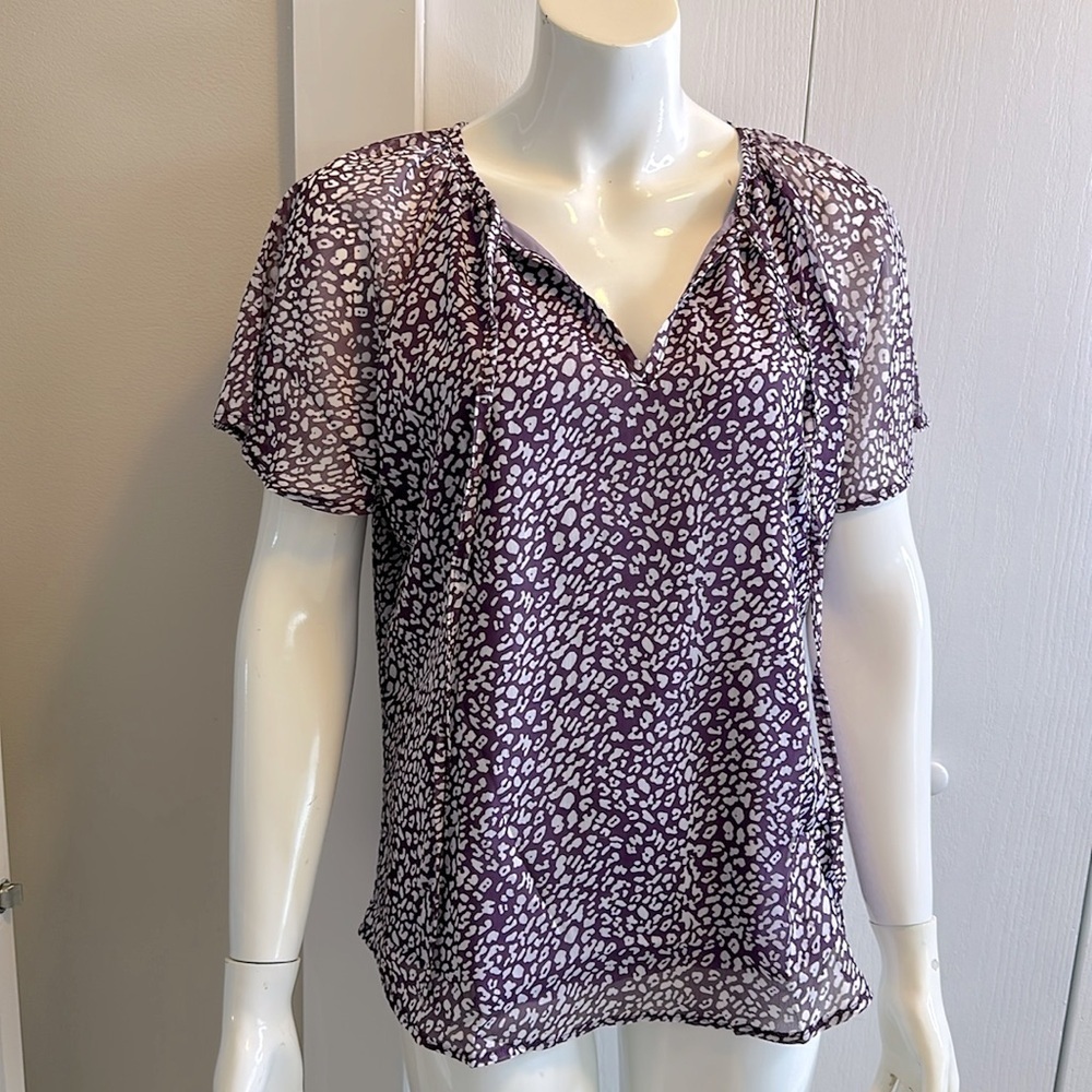 Purple and White Women's Top